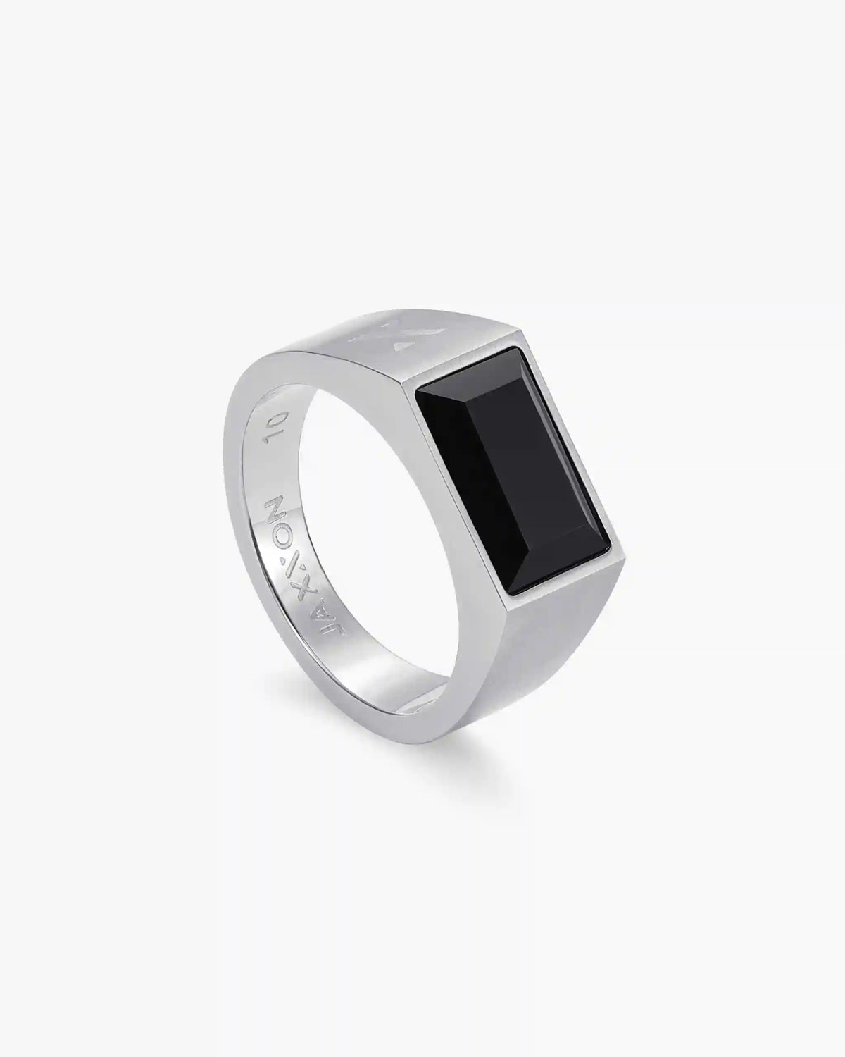 Beveled Onyx Signet Ring Silver