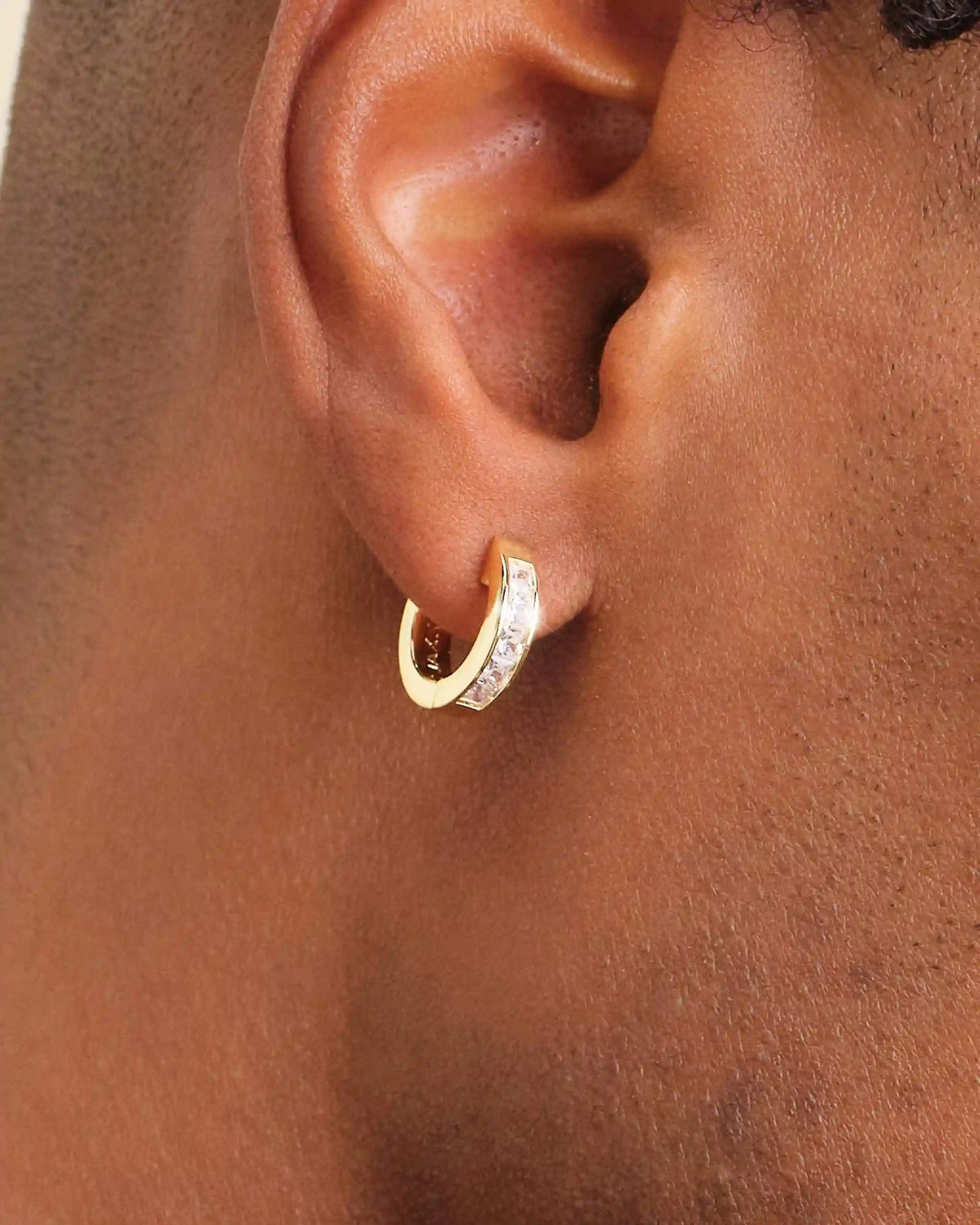 Emerald Cut Inset Hoop Earrings