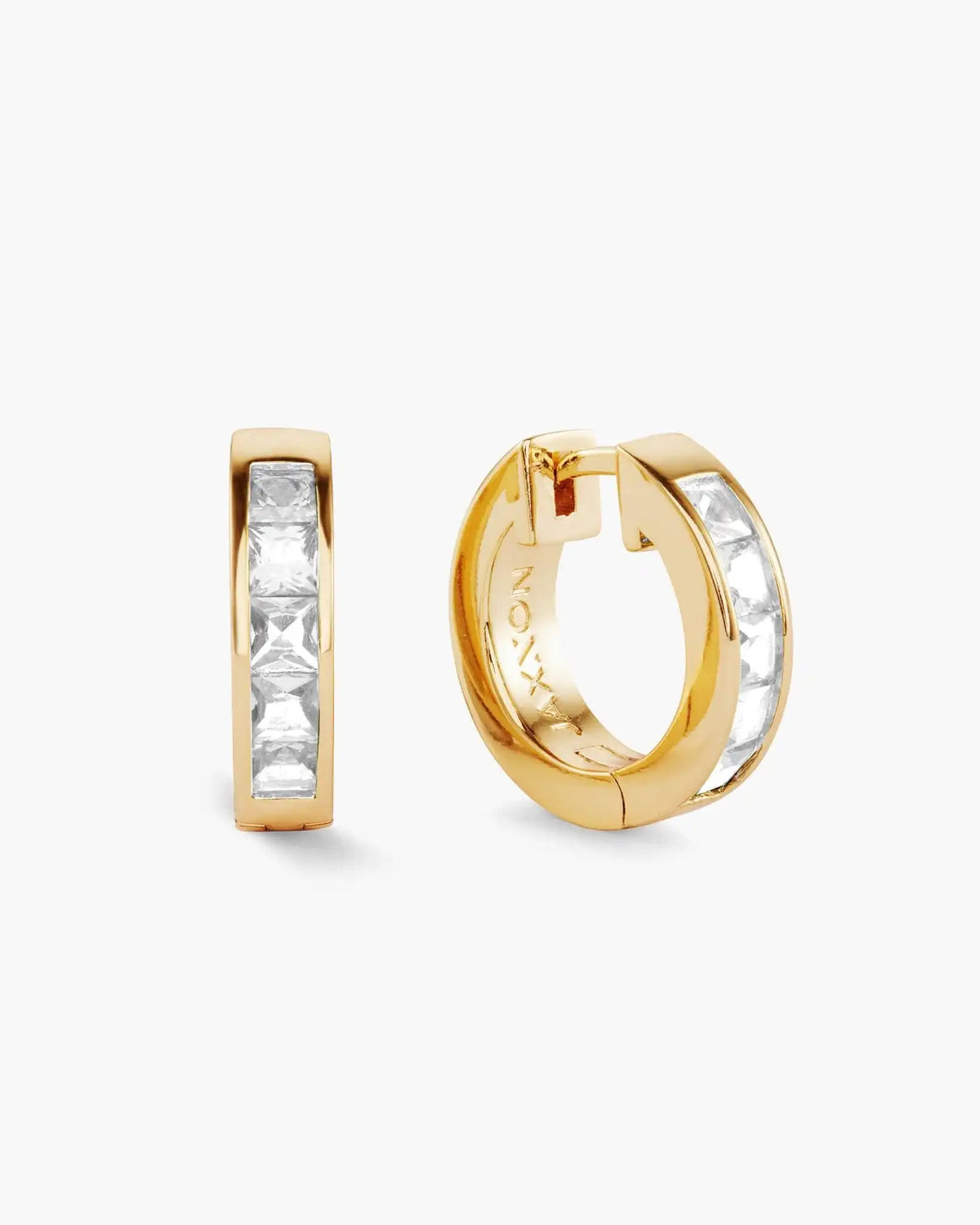 Emerald Cut Inset Hoop Earrings