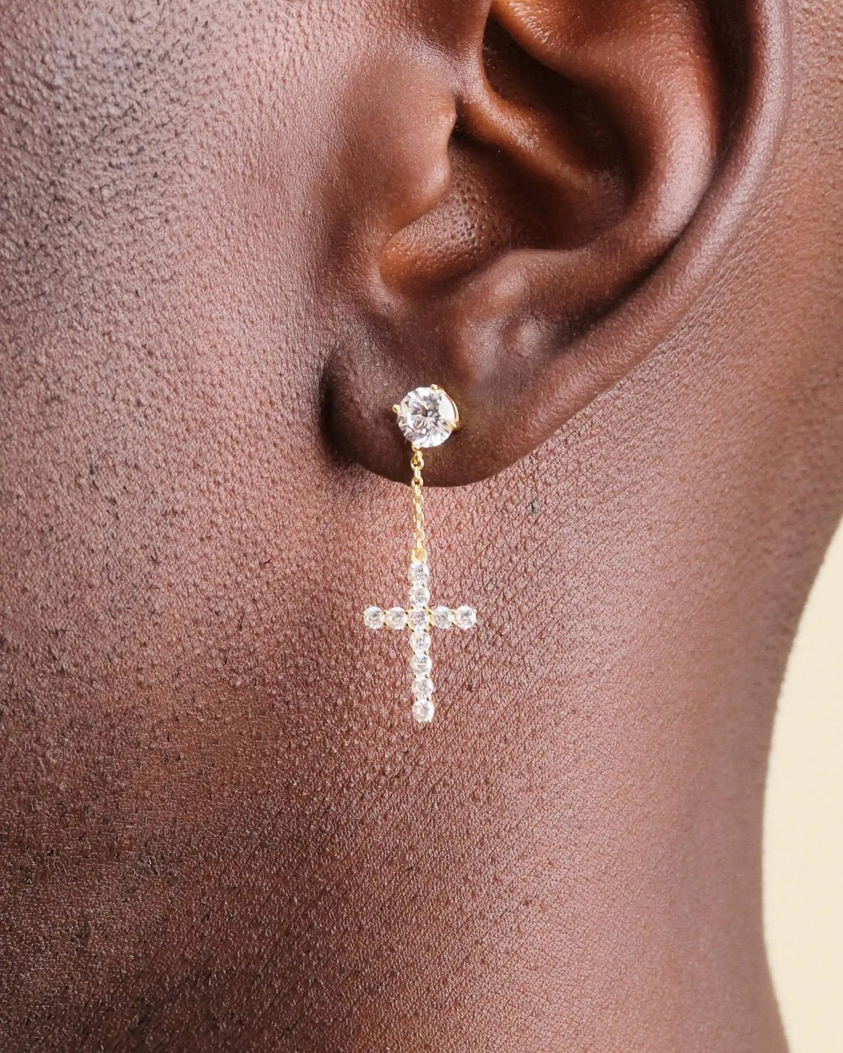 Hanging Cross Stud Earring
