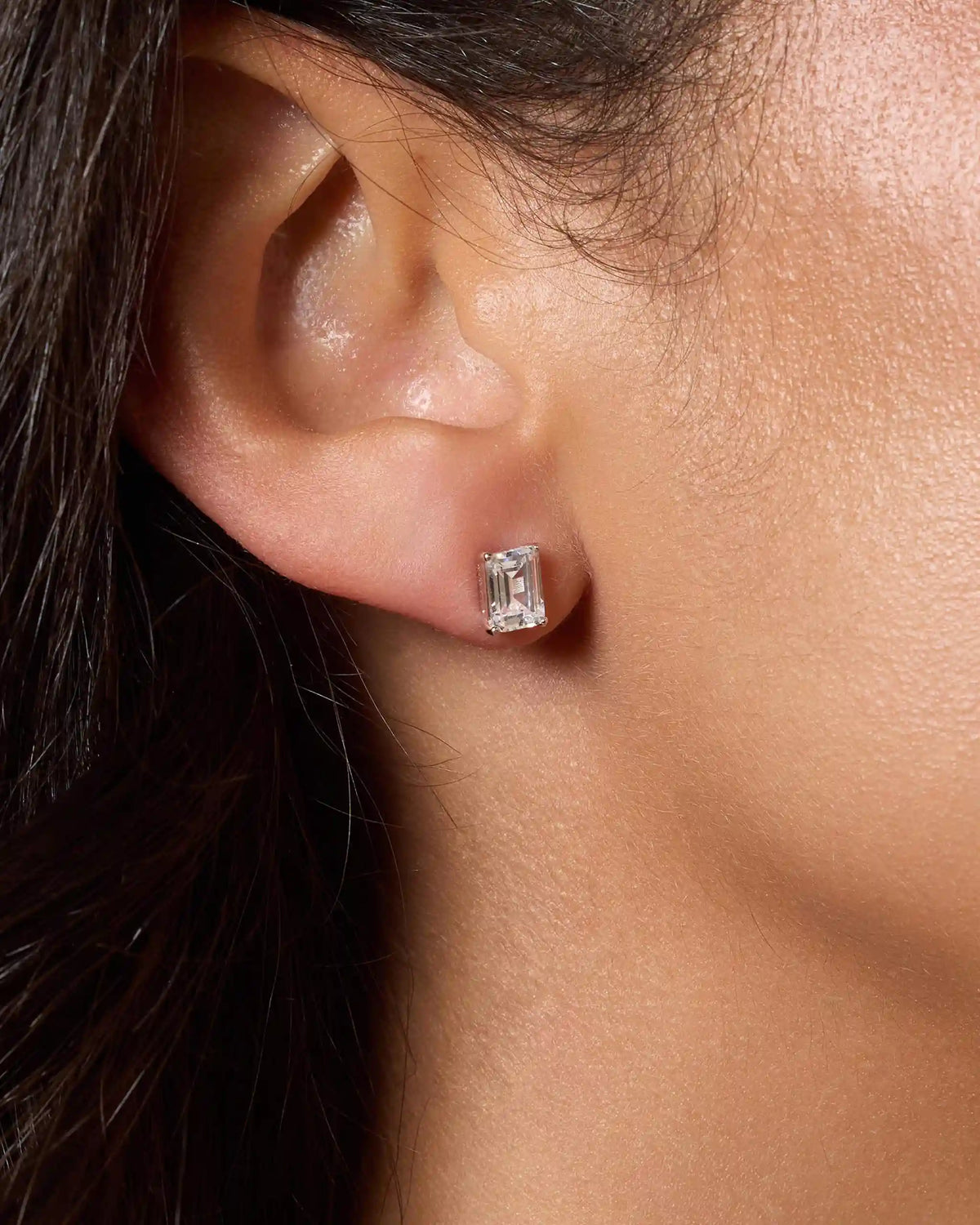 Women's Emerald Cut Stud Earrings 5mm x 7mm